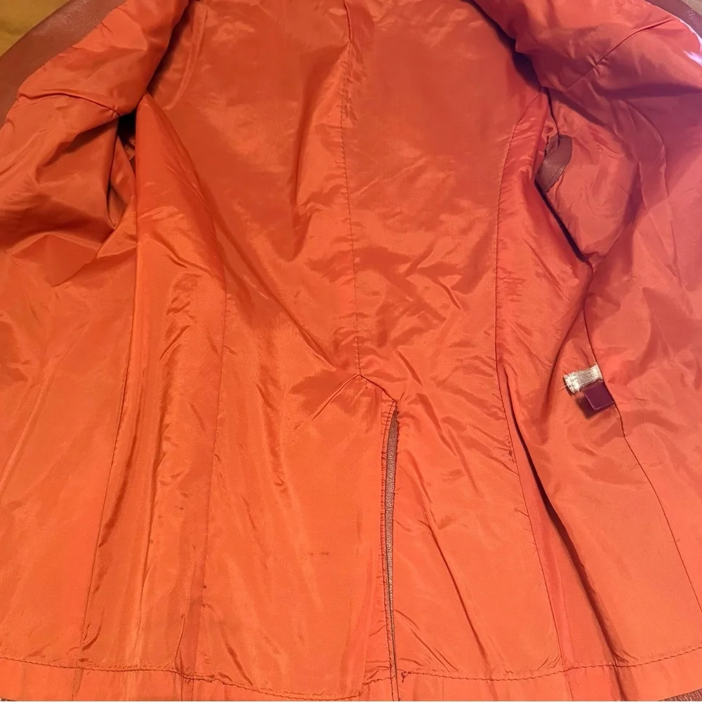 Authentic Original Vintage Style Rust Orange Leather Blazer Jacket - Picture 15 of 15
